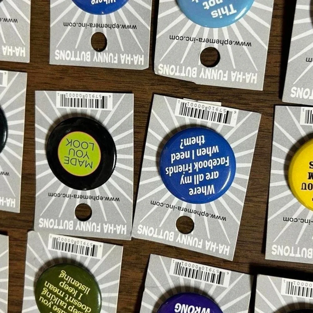 Lot of‎ 8 Ephemera Inc. HA-HA Funny Pinback Buttons 1.25